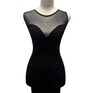 bebe Sweetheart Mesh bodycon Dress Size P/S Black Sleeveless